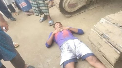 মাটিতে শুয়ে শতবর্ষী খেলার মাঠ রক্ষার চেষ্টা
