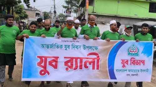বাঘায় আন্তর্জাতিক যুব দিবস উপলক্ষে জামায়াতের যুব বিভাগে র‌্যালি ও সমাবেশ