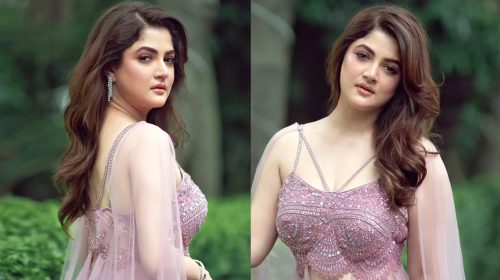 লেহেঙ্গায় মুগ্ধতা ছড়ালেন শ্রাবন্তী